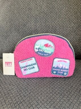 Poppy & pouch Girls Trip Pink Sherpa Cosmetic Pouch